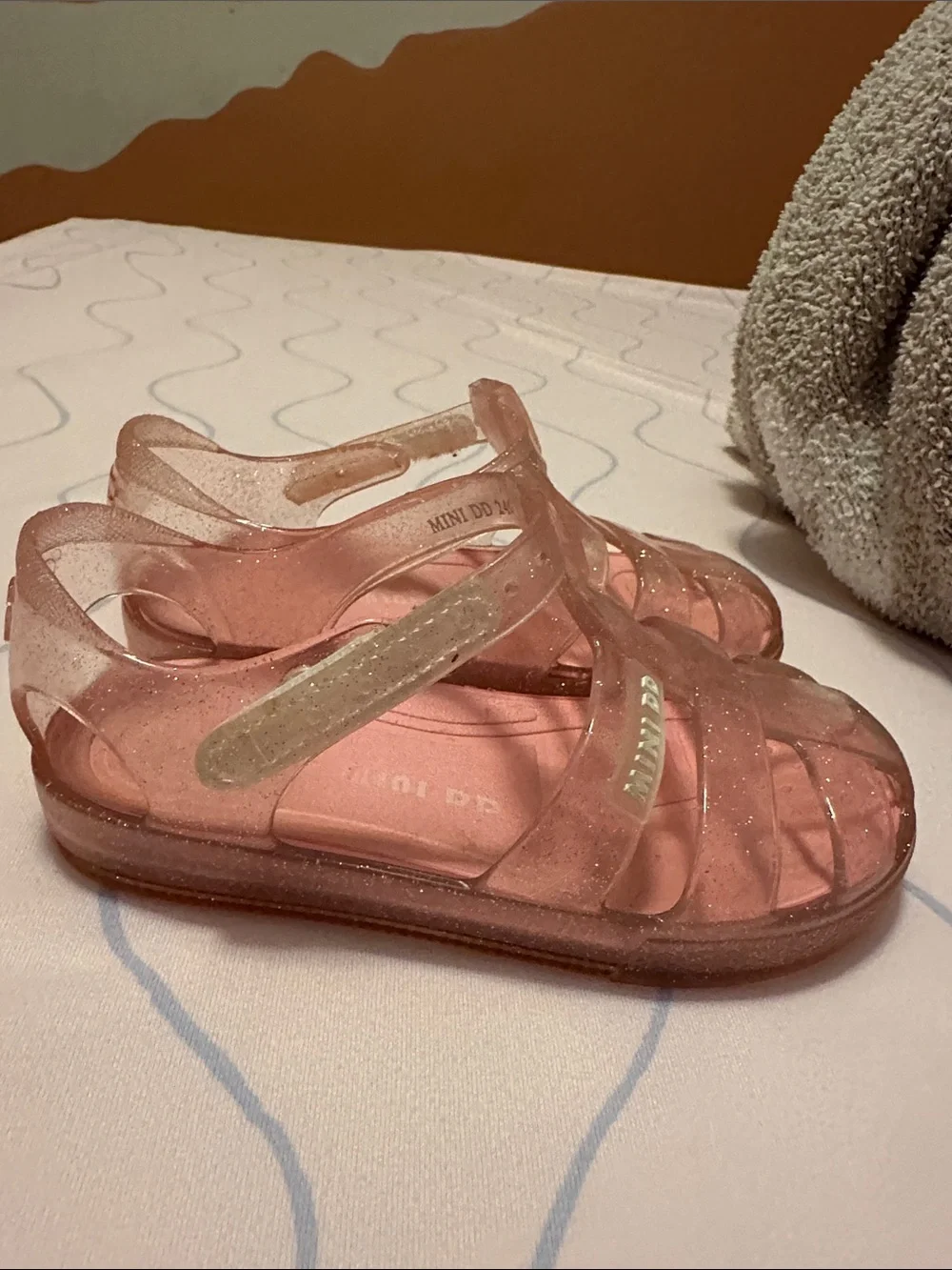 Mini DD- Glitter Jelly Sandals for Kids - Pink- Size Euro 26/US 10